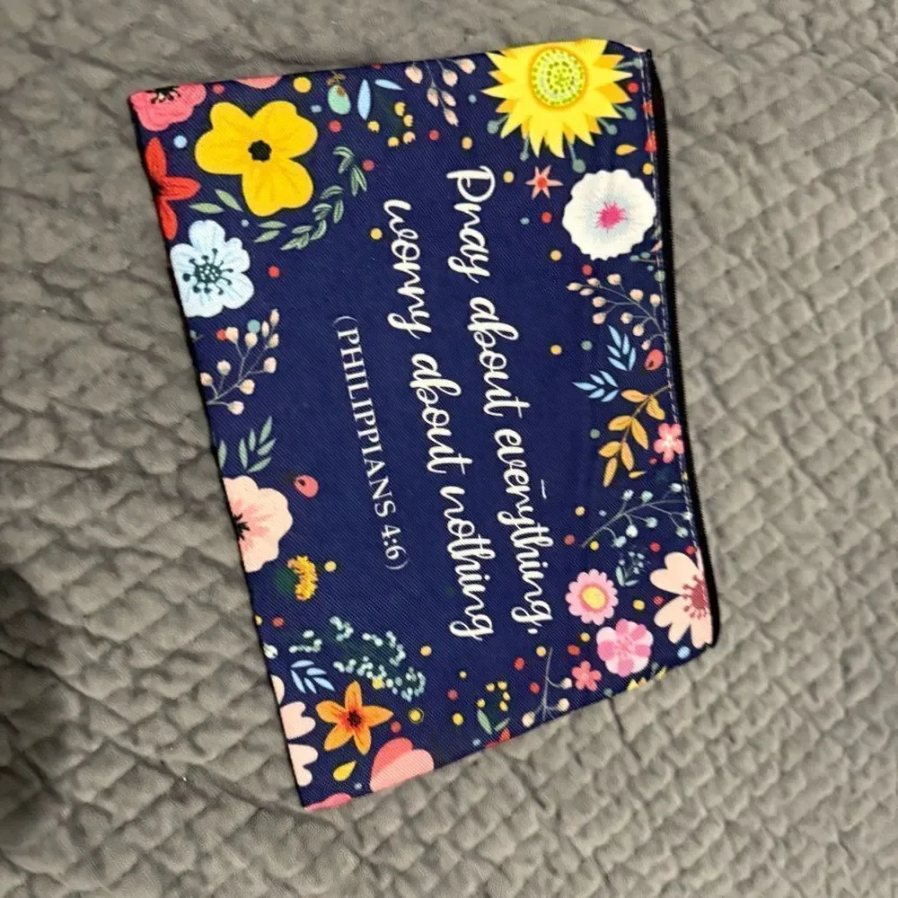 Floral Scripture Pouch – “Pray About Everything” Philippians 4:6